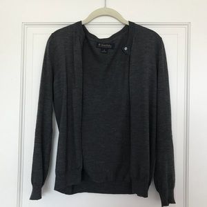 Brooks Brother 100% Italian Merino Gray Cardigan